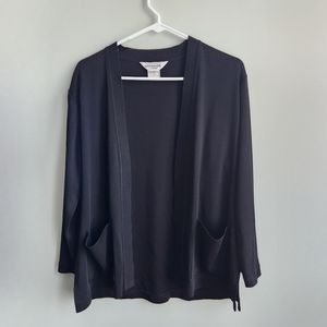 Exclusively Misook Black Open Front Cardigan Size S/P